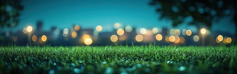 Obraz premium Football stadium with misty atmosphere under night lighting