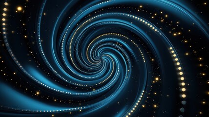 Obraz premium A mesmerizing abstract blue vortex with glowing lights, evoking a sense of depth and infinite motion.