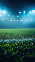 Football stadium with misty atmosphere under night lighting