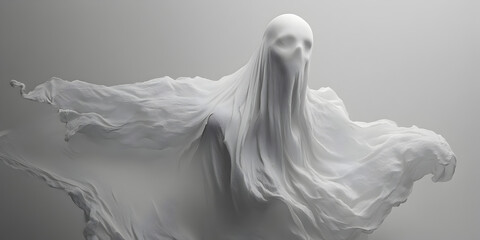 Fototapeta premium Ghost figure on a matte white background.