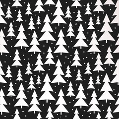 Fototapeta premium seamless black and white geometric pattern with spruce trees