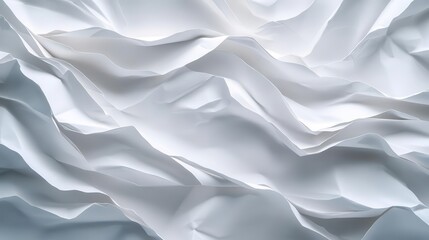Fototapeta premium Tactile crumpled paper layered in abstract waves, delicate creases, high-resolution texture, organic background