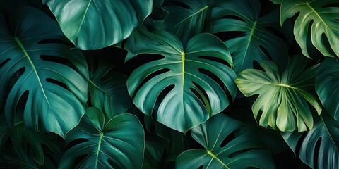 Dense Tropical Leaves with Dark and Moody Lighting