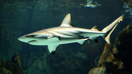Obraz premium Carcharhinus melanopterus - blacktip reef shark.
