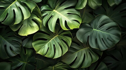 Fototapeta premium Dense Tropical Leaves with Dark and Moody Lighting