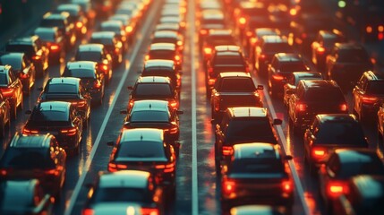 Obraz premium Traffic Jam at Sunset