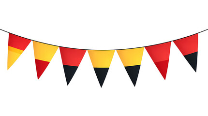 Fototapeta premium Red, yellow and black celebration bunting flags garland isolated on transparent background. Belgium national day. German Unity Day, Germany Independence Day. Celebration concept 