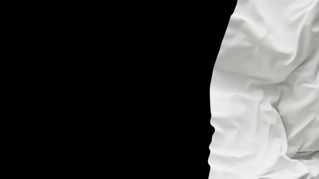 Cloth reveal opener. Transition of Falling wavy textile. Flowing fabric. Embedded alpha channel