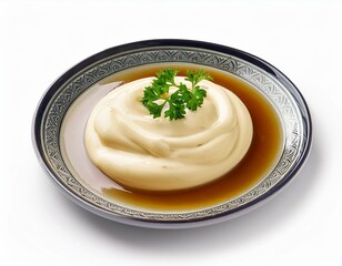 French Dressing on plate isolated white background