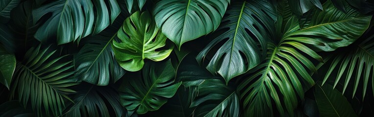 Dense Tropical Leaves with Dark and Moody Lighting