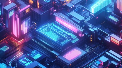 Obraz premium Abstract Futuristic Neon Cityscape