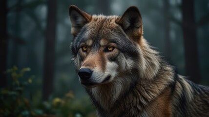 Obraz premium illustration of a wolf in a jungle