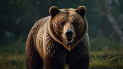 Fototapeta premium realistic illustration of a bear in the forest