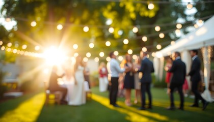 Blurred Sunset Wedding Reception