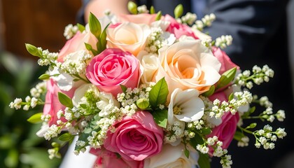 A Close-Up of a Wedding Bouquet