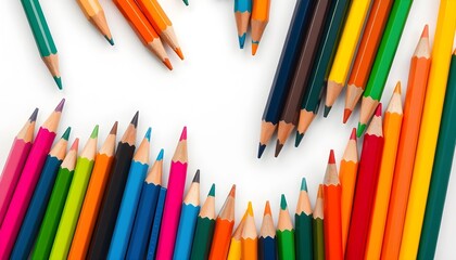 Colorful Pencils Arranged in a Creative Pattern