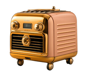 A stylish retro electric heater with a vibrant gold finish, perfect for adding charm and warmth to...