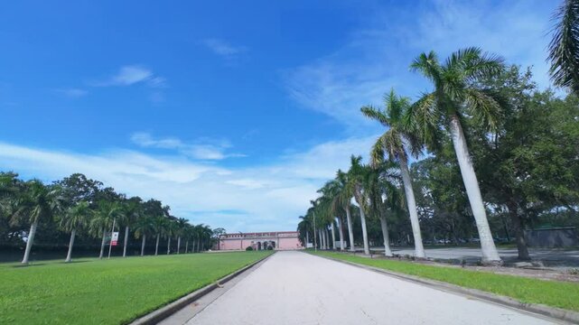 Sarasota, Florida, USA - 09 08 2024: The landscape of The John and Mable Ringling Museum of Art