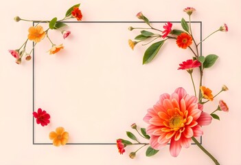 Elegant Floral Frame with Vibrant Blossoms