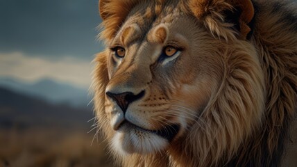 illustration of a beast lion in the forest