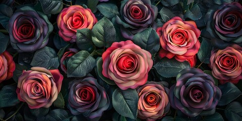 Fototapeta premium Colorful rose bouquet close-up.