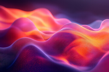 Obraz premium A series of undulating, translucent ribbons of light weaving through the air in a calming, hypnotic rhythm. Concept of light art and soothing motion.