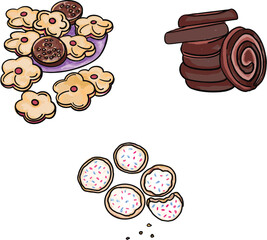Sugar Cookies, Chocolate Pinwheel Cookies Baker Illustration