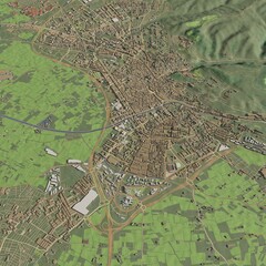 3D illustration of city and urban in Granada Spain