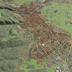 3D illustration of city and urban in Granada Spain