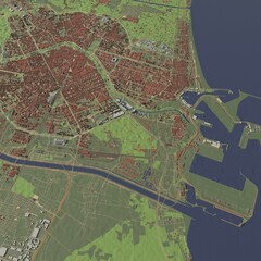 3D illustration of city and urban in Valencia Spain