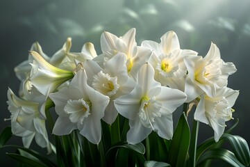 Naklejka premium White flower with yellow center.