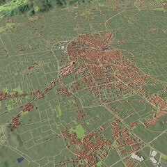 3D illustration of city and urban in Murcia Spain