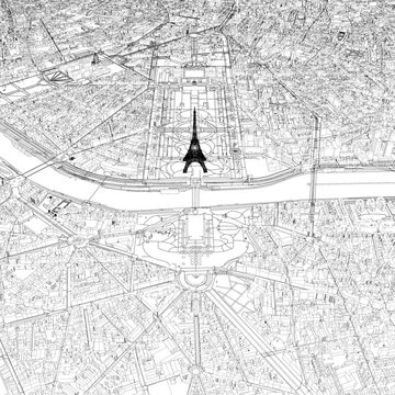 3D illustration of city and urban in Paris France