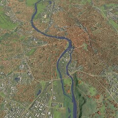 3D illustration of city and urban in Toulouse France