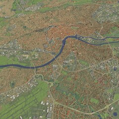 3D illustration of city and urban in Toulouse France