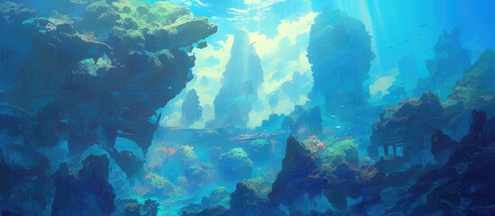 Fototapeta premium High dynamic range image of rocks submerged underwater