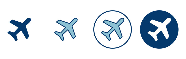 Obraz premium Plane icon vector isolated on white background. Aeroplane vector icon. Flight transport symbol. Travel element illustration. Holiday symbol. Airplane