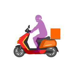 delivery scooter and driver with package sign