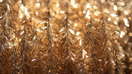 background texture featuring a long, straight tinsel garland in a single metallic color