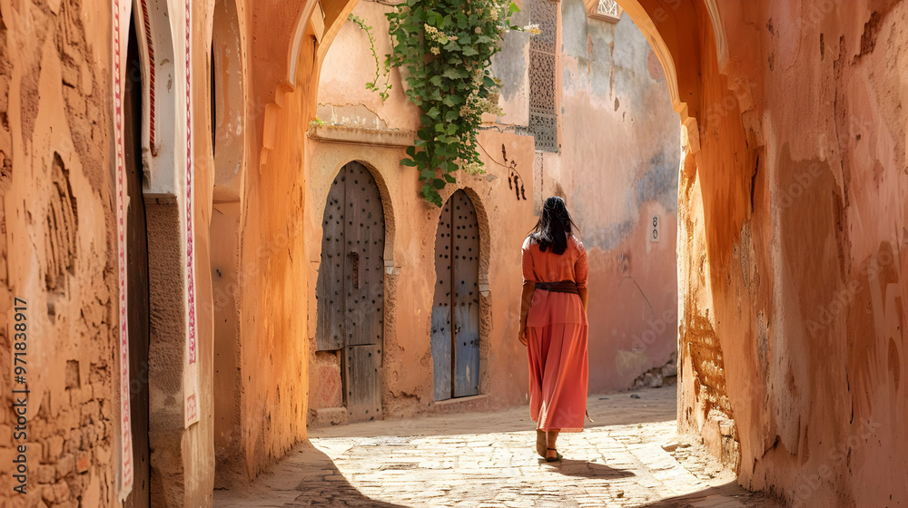 Poster Woman Moroccan Kasbah