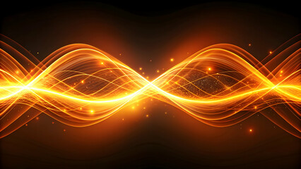 Dynamic golden wave pattern with shimmering particles, perfect for modern designs.