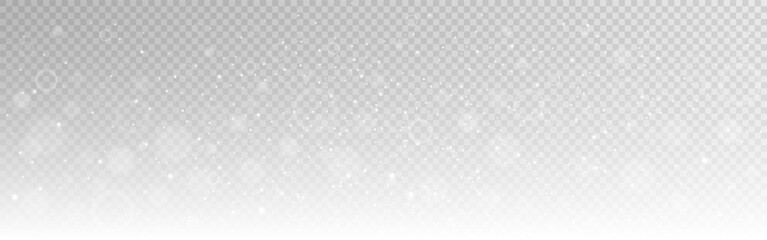 Bokeh light. White particles effect. Silver sparks and dust. Overlay glowing flares. Magic white glitter for greeting card. Christmas background. Vector illustration.