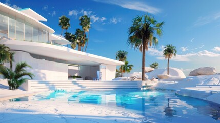 Fototapeta premium Modern Tropical Villa with Infinity Pool