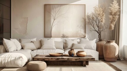 Modern Living Room Interior Design with Earthy Tones and Minimalist Decor