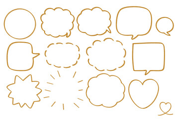 手描き 漫画風ふきだし ブラウン