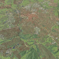 3D illustration of city and urban in Montpellier France
