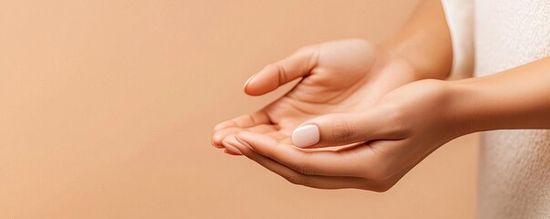 Fototapeta premium Flat design of a hand massage session, showing closeup hands with clean, geometric forms and a calming background Wellness Massage, Hand therapy