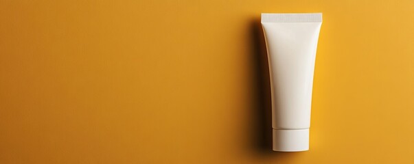 Cosmetic tube with a clean, elegant background and ample copy space on the right side