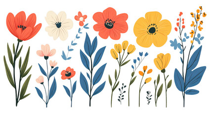 Vibrant Floral Mix: Whimsical Red Poppies, Blue Cornflowers & Pink Daisies