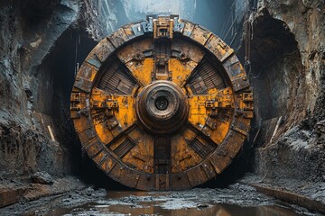Tunnel Boring Machine Closeup  Industrial Construction  Excavation  Underground Engineering